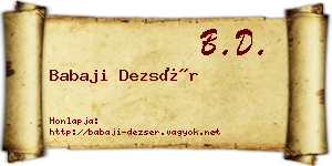 Babaji Dezsér névjegykártya